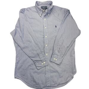 Ralph Lauren Pinstripe Button Down Shirt Cotton Classic Fit Preppy Old Money